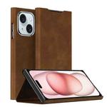 For iPhone 15 Plus Magnetic Napa Texture Leather Phone Case with Holder(Brown)