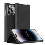 For iPhone 14 Pro Max Magnetic Napa Texture Leather Phone Case with Holder(Black)