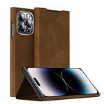 For iPhone 14 Pro Max Magnetic Napa Texture Leather Phone Case with Holder(Brown)