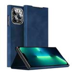 For iPhone 13 Pro Max Magnetic Napa Texture Leather Phone Case with Holder(Blue)