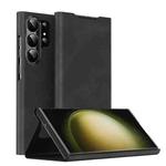For Samsung Galaxy S23 Ultra 5G Magnetic Napa Texture Leather Phone Case with Holder(Black)