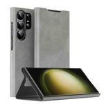 For Samsung Galaxy S23 Ultra 5G Magnetic Napa Texture Leather Phone Case with Holder(Grey)