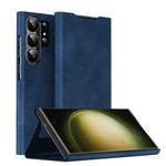 For Samsung Galaxy S23 Ultra 5G Magnetic Napa Texture Leather Phone Case with Holder(Blue)
