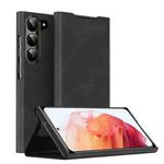 For Samsung Galaxy S21 5G Magnetic Napa Texture Leather Phone Case with Holder(Black)