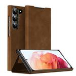 For Samsung Galaxy S21 5G Magnetic Napa Texture Leather Phone Case with Holder(Brown)