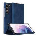 For Samsung Galaxy S21+ 5G Magnetic Napa Texture Leather Phone Case with Holder(Blue)