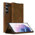 For Samsung Galaxy S21+ 5G Magnetic Napa Texture Leather Phone Case with Holder(Brown)