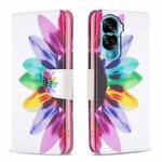 For Honor 90 Lite/X50i Colored Drawing Pattern Leather Phone Case(Sun Flower)
