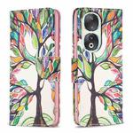 For Honor 90 5G Colored Drawing Pattern Leather Phone Case(Tree Life)