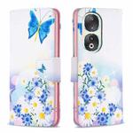 For Honor 90 5G Colored Drawing Pattern Leather Phone Case(Butterfly Love)