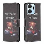 For Honor X7a Colored Drawing Pattern Leather Phone Case(Bear)