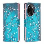 For Honor 100 Pro Colored Drawing Pattern Leather Phone Case(Plum Blossom)