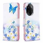 For Honor 100 Pro Colored Drawing Pattern Leather Phone Case(Butterfly Love)