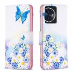 For Honor 100 Colored Drawing Pattern Leather Phone Case(Butterfly Love)