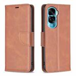 For Honor 90 Lite/X50i Lambskin Texture Pure Color Flip Leather Phone Case(Brown)