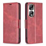 For Honor 90 Pro Lambskin Texture Pure Color Flip Leather Phone Case(Red)