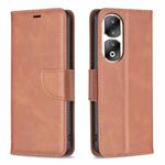 For Honor 90 Pro Lambskin Texture Pure Color Flip Leather Phone Case(Brown)