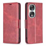 For Honor 90 5G Lambskin Texture Pure Color Flip Leather Phone Case(Red)