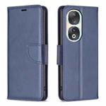 For Honor 90 5G Lambskin Texture Pure Color Flip Leather Phone Case(Blue)