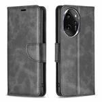 For Honor 100 Pro Lambskin Texture Pure Color Flip Leather Phone Case(Black)