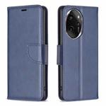 For Honor 100 Pro Lambskin Texture Pure Color Flip Leather Phone Case(Blue)