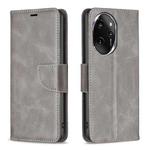 For Honor 100 Pro Lambskin Texture Pure Color Flip Leather Phone Case(Grey)