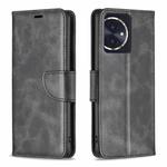 For Honor 100 Lambskin Texture Pure Color Flip Leather Phone Case(Black)