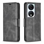 For Honor X7b Lambskin Texture Pure Color Flip Leather Phone Case(Black)
