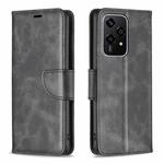 For Honor 200 Lite Global Lambskin Texture Pure Color Flip Leather Phone Case(Black)
