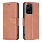 For Honor 200 Lite Lambskin Texture Pure Color Flip Leather Phone Case(Brown)