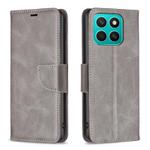 For Honor X8c 4G Lambskin Texture Pure Color Flip Leather Phone Case(Grey)