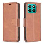 For Honor X8c 4G Lambskin Texture Pure Color Flip Leather Phone Case(Brown)
