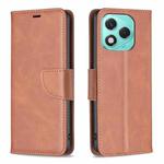 For Honor 400 Lite Lambskin Texture Pure Color Flip Leather Phone Case(Brown)
