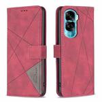 For Honor 90 Lite/X50i Magnetic Buckle Rhombus Texture Leather Phone Case(Red)