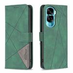 For Honor 90 Lite/X50i Magnetic Buckle Rhombus Texture Leather Phone Case(Green)