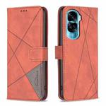 For Honor 90 Lite/X50i Magnetic Buckle Rhombus Texture Leather Phone Case(Brown)