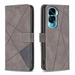 For Honor 90 Lite/X50i Magnetic Buckle Rhombus Texture Leather Phone Case(Grey)