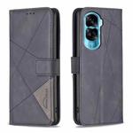 For Honor 90 Lite/X50i Magnetic Buckle Rhombus Texture Leather Phone Case(Black)