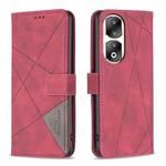 For Honor 90 Pro Magnetic Buckle Rhombus Texture Leather Phone Case(Red)