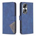 For Honor 90 Pro Magnetic Buckle Rhombus Texture Leather Phone Case(Blue)