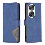 For Honor 90 5G Magnetic Buckle Rhombus Texture Leather Phone Case(Blue)