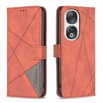 For Honor 90 5G Magnetic Buckle Rhombus Texture Leather Phone Case(Brown)