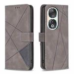 For Honor 90 5G Magnetic Buckle Rhombus Texture Leather Phone Case(Grey)