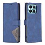 For Honor X6a Magnetic Buckle Rhombus Texture Leather Phone Case(Blue)