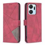 For Honor X7A Magnetic Buckle Rhombus Texture Leather Phone Case(Red)