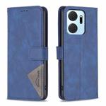 For Honor X7A Magnetic Buckle Rhombus Texture Leather Phone Case(Blue)