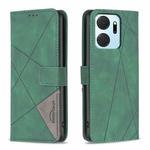 For Honor X7A Magnetic Buckle Rhombus Texture Leather Phone Case(Green)