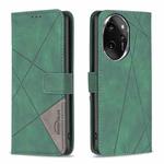 For Honor 100 Pro Magnetic Buckle Rhombus Texture Leather Phone Case(Green)