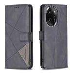 For Honor 100 Pro Magnetic Buckle Rhombus Texture Leather Phone Case(Black)