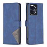 For Honor 100 Magnetic Buckle Rhombus Texture Leather Phone Case(Blue)